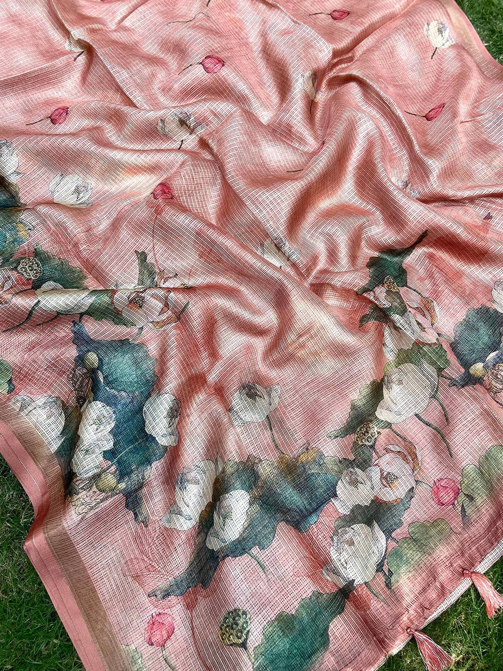 Muvel Colour Soft Kota Doriya Silk Saree With Flower Print