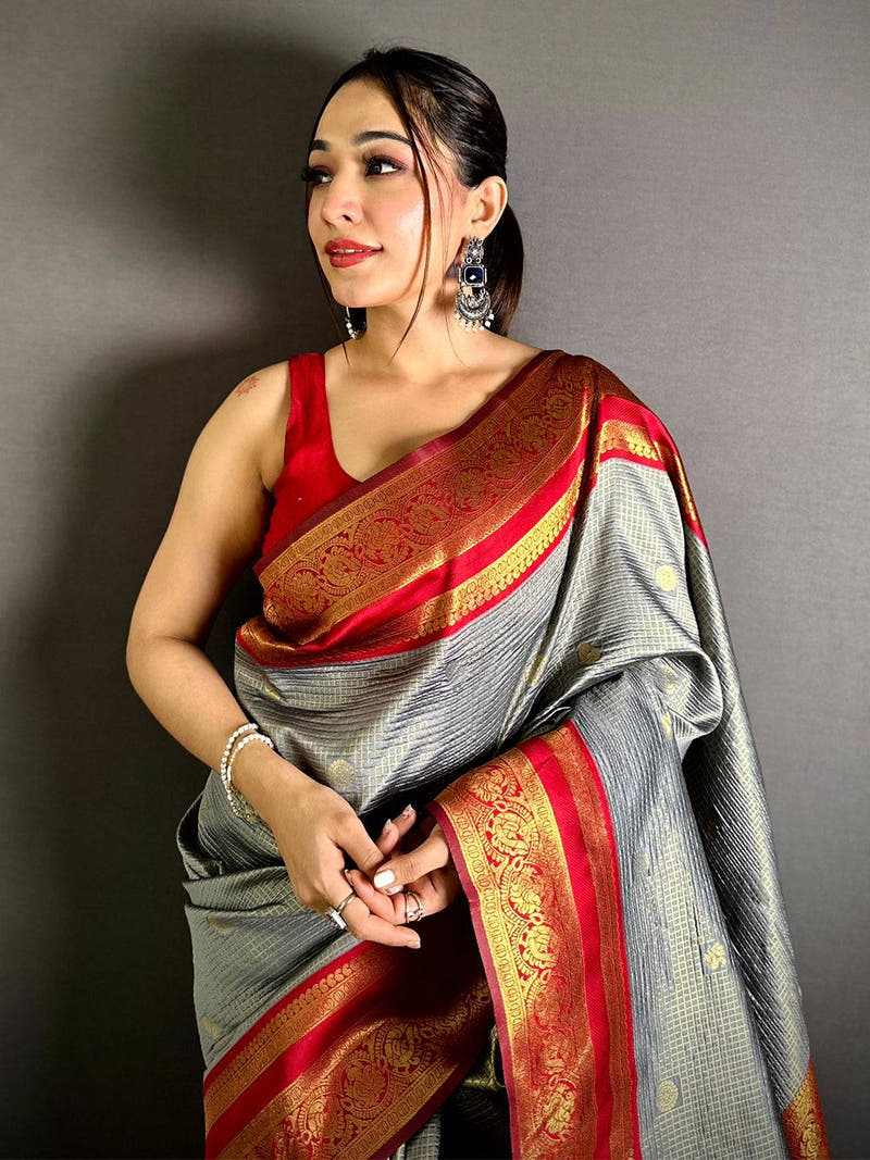 Radiant Banarasi Katan Contrast Border Saree