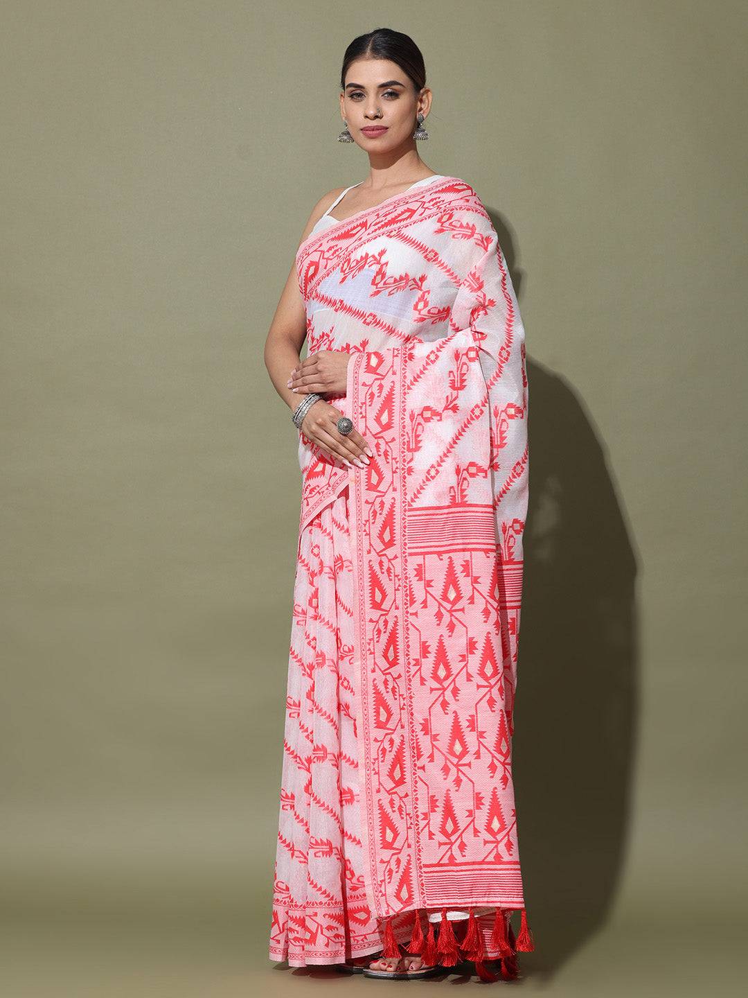  Dhakai Jamdani Cotton Silk Saree