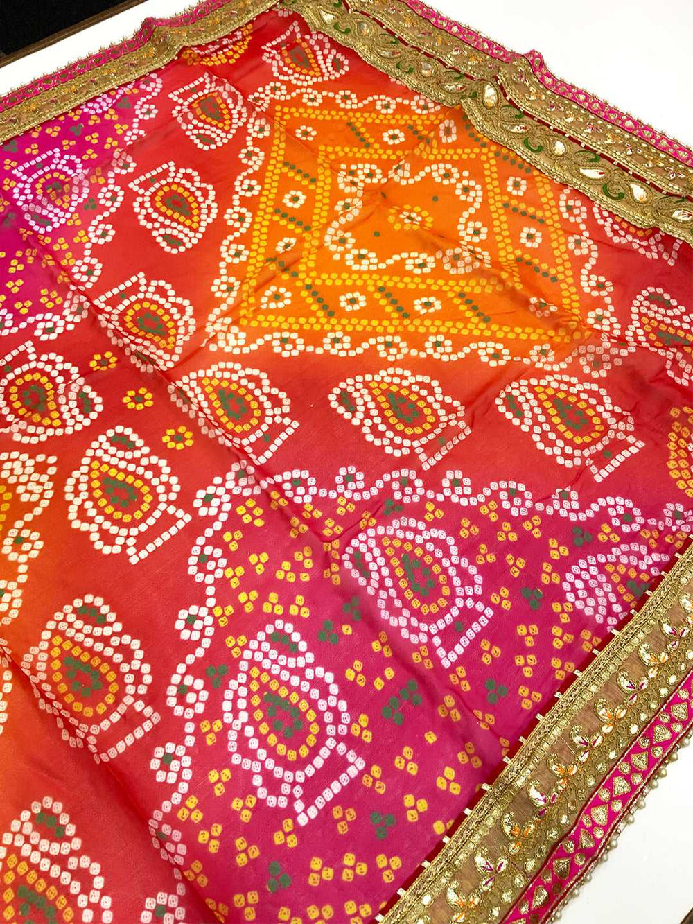 Opulent Ethnic Elegance Foil Bandhej Saree