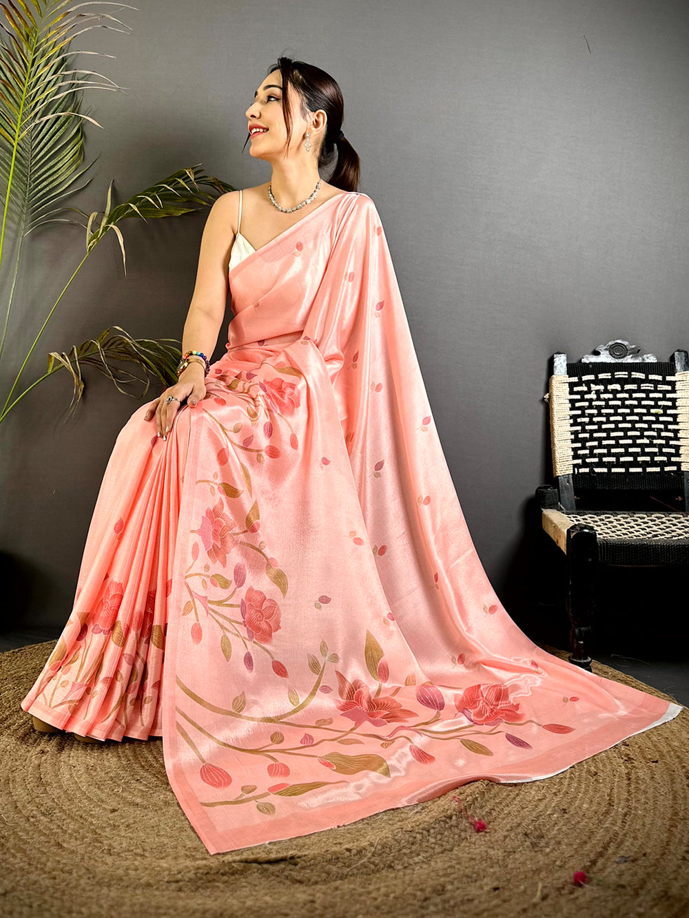 Regal Soft Chinnon Chiffon Floral Saree