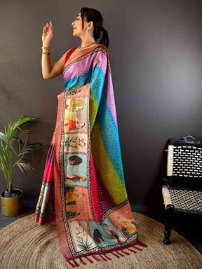 Radiance Silk Blend Bandhani Print Saree

