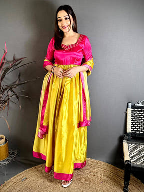 Royal Paan Neck Chiffon Dress
