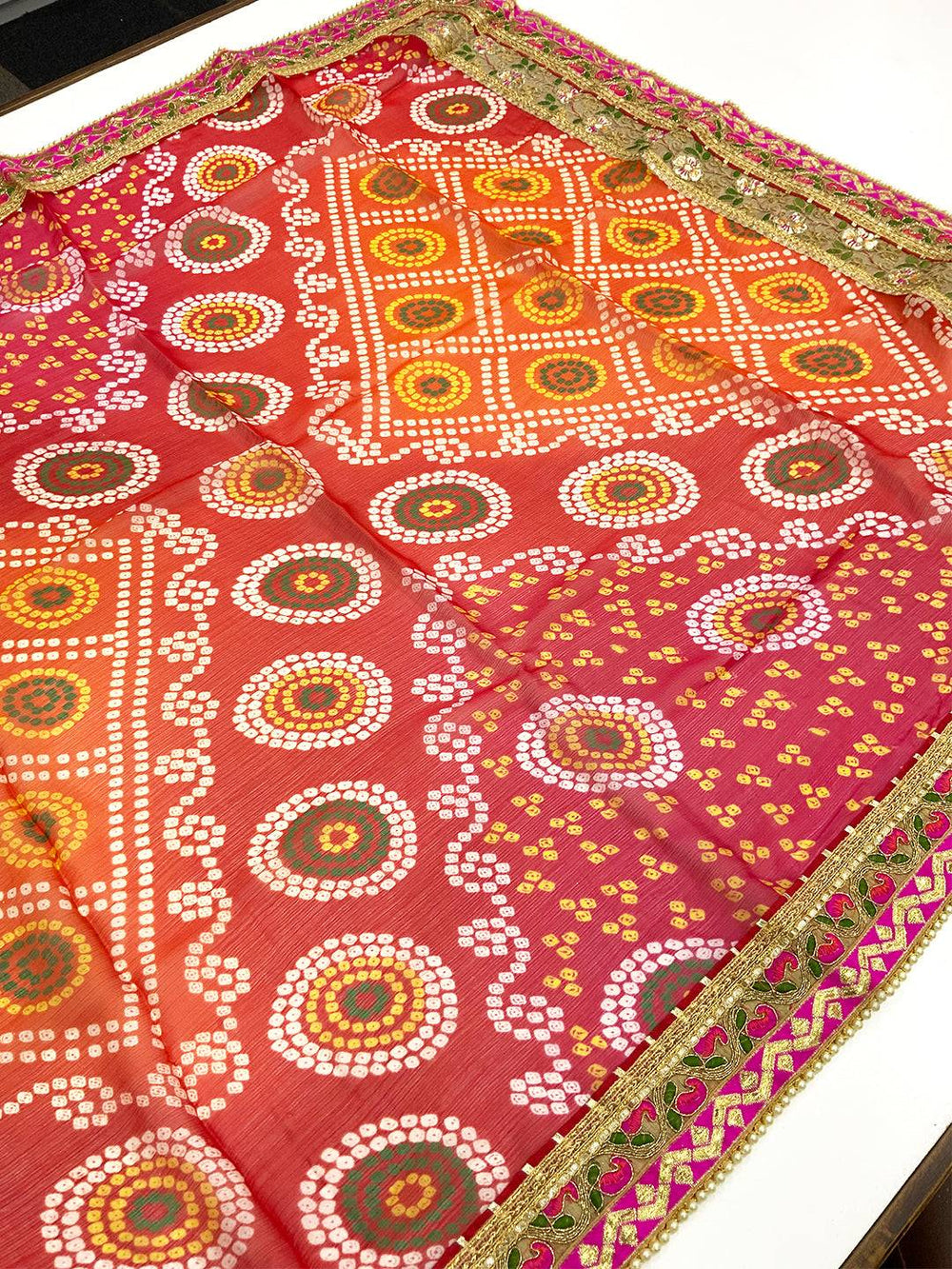 Festive Chinnon Chiffon Bandhani Saree