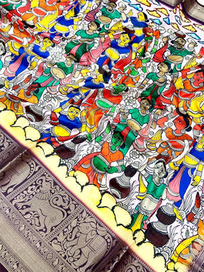 Elegance Kalamkari Printed Banarasi Saree