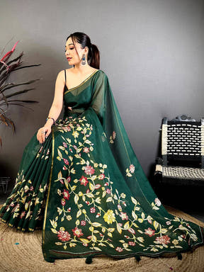 Classic Kota Doriya Floral Kalamkari Saree