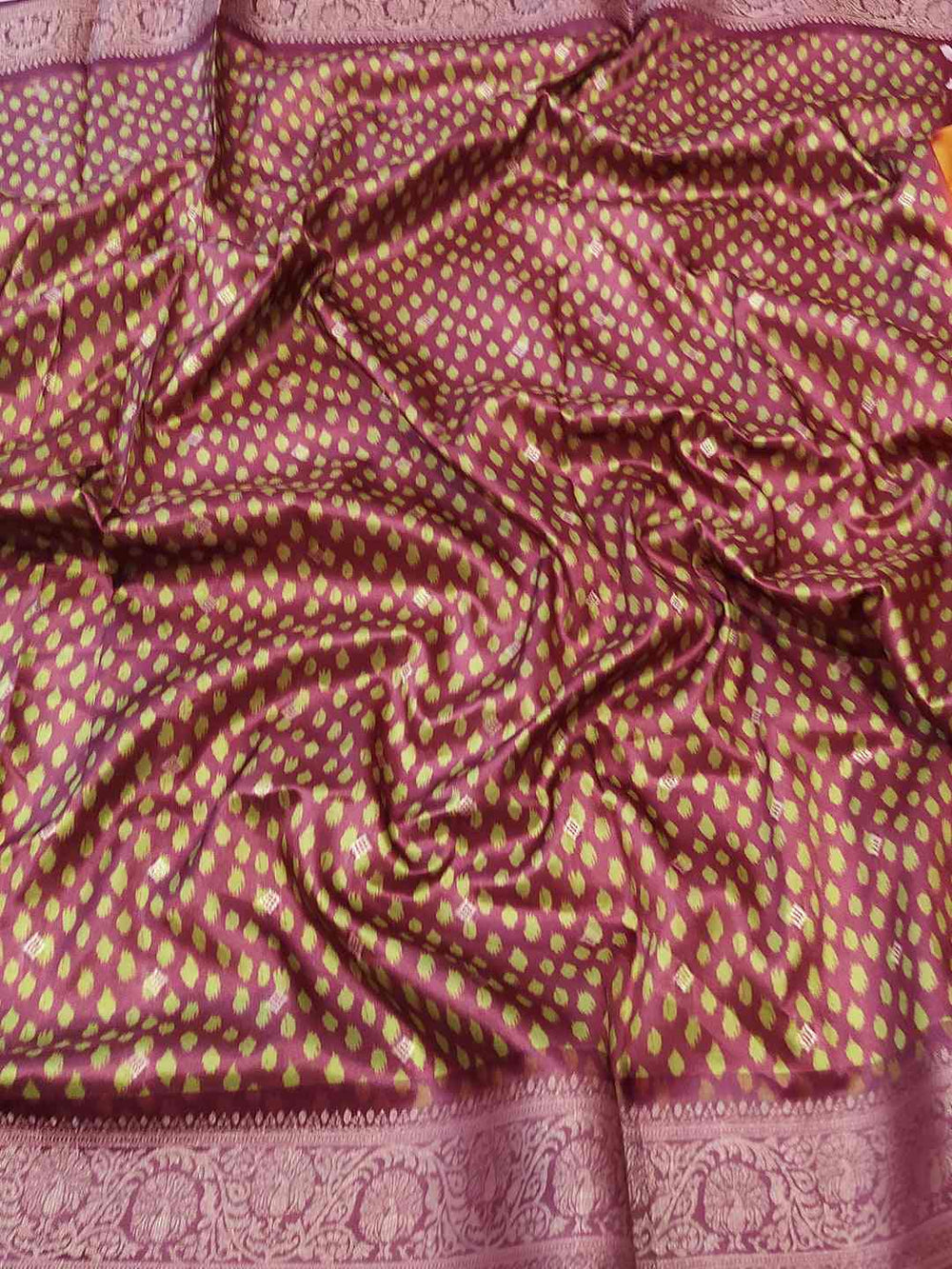 Close-up of Patola Pallu design on Banarasi Soft Silk Saree