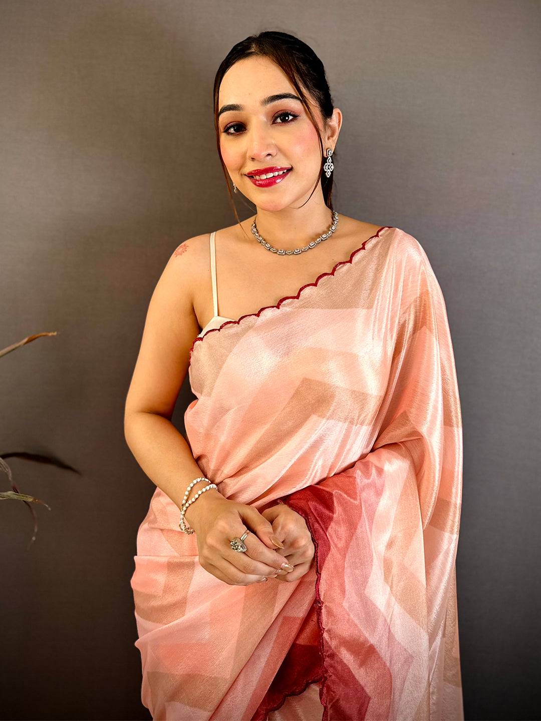 Radiant Ombre Zigzag Chinnon Chiffon Saree