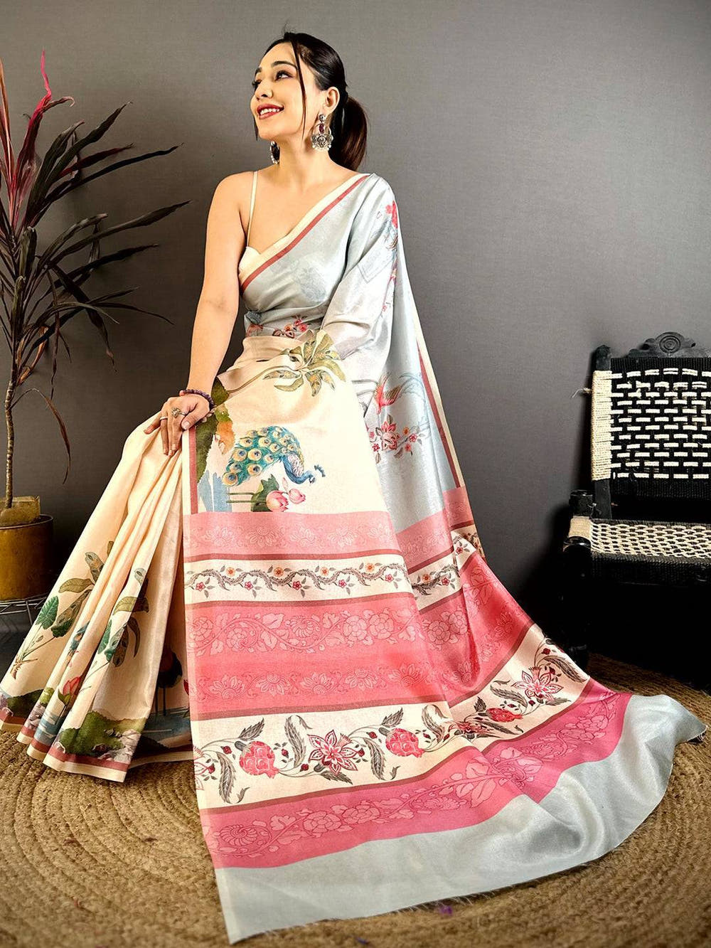 Stylish Manipuri Ombre Block Print Saree