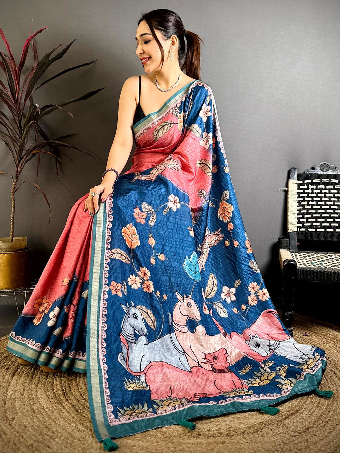 Artisan Tussar Ghicha Digital Art Saree