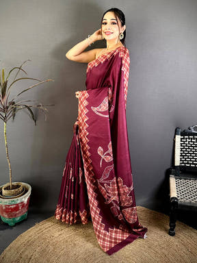 Elegant Applique Print Tussar Saree