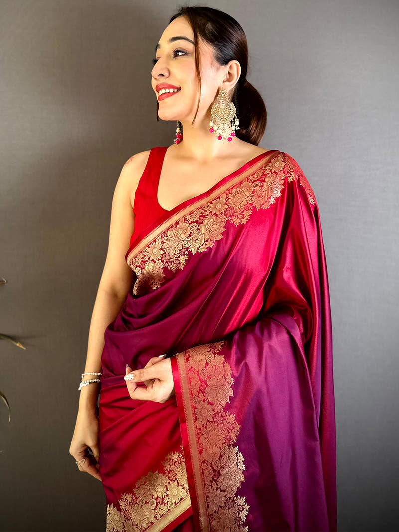 Regal Ombre Weaving Mashru Silk Saree