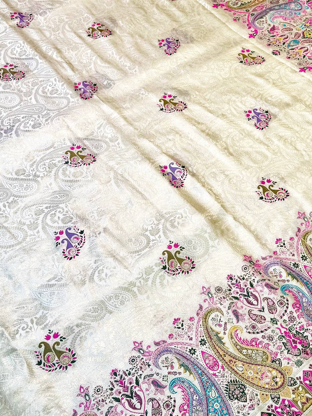 Elegant Kashmiri Jacquard Zari Weaving Saree