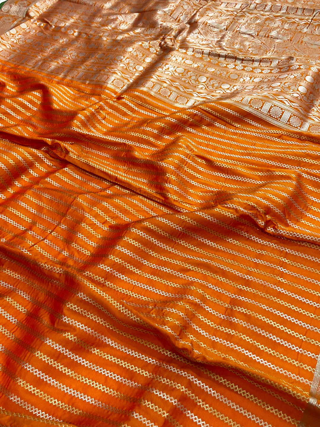Majestic Orange Kanjivaram Silk Saree
