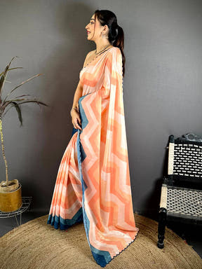 Royal Ombre Zigzag Chinnon Chiffon Saree
