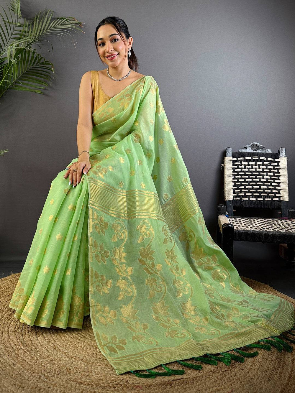 Elegant Essence Cotton Silk Dhakai Saree