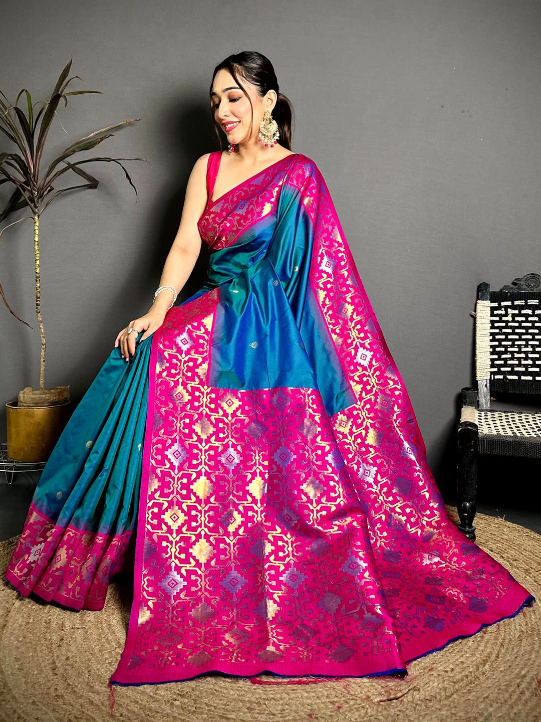 Azure Blue Soft Silk Kanjivaram Saree