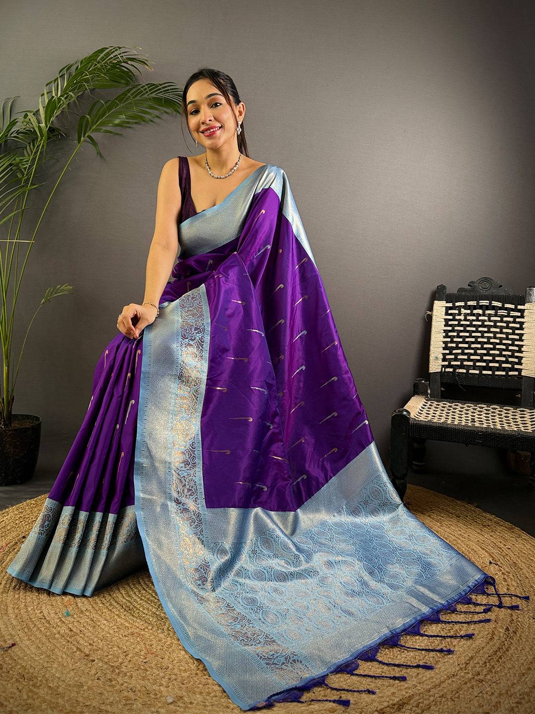 Purple Gold Zari Soft Silk Paithani Saree

