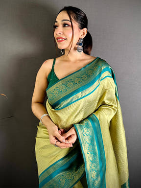 
Artisan Banarasi Katan Contrast Border Saree