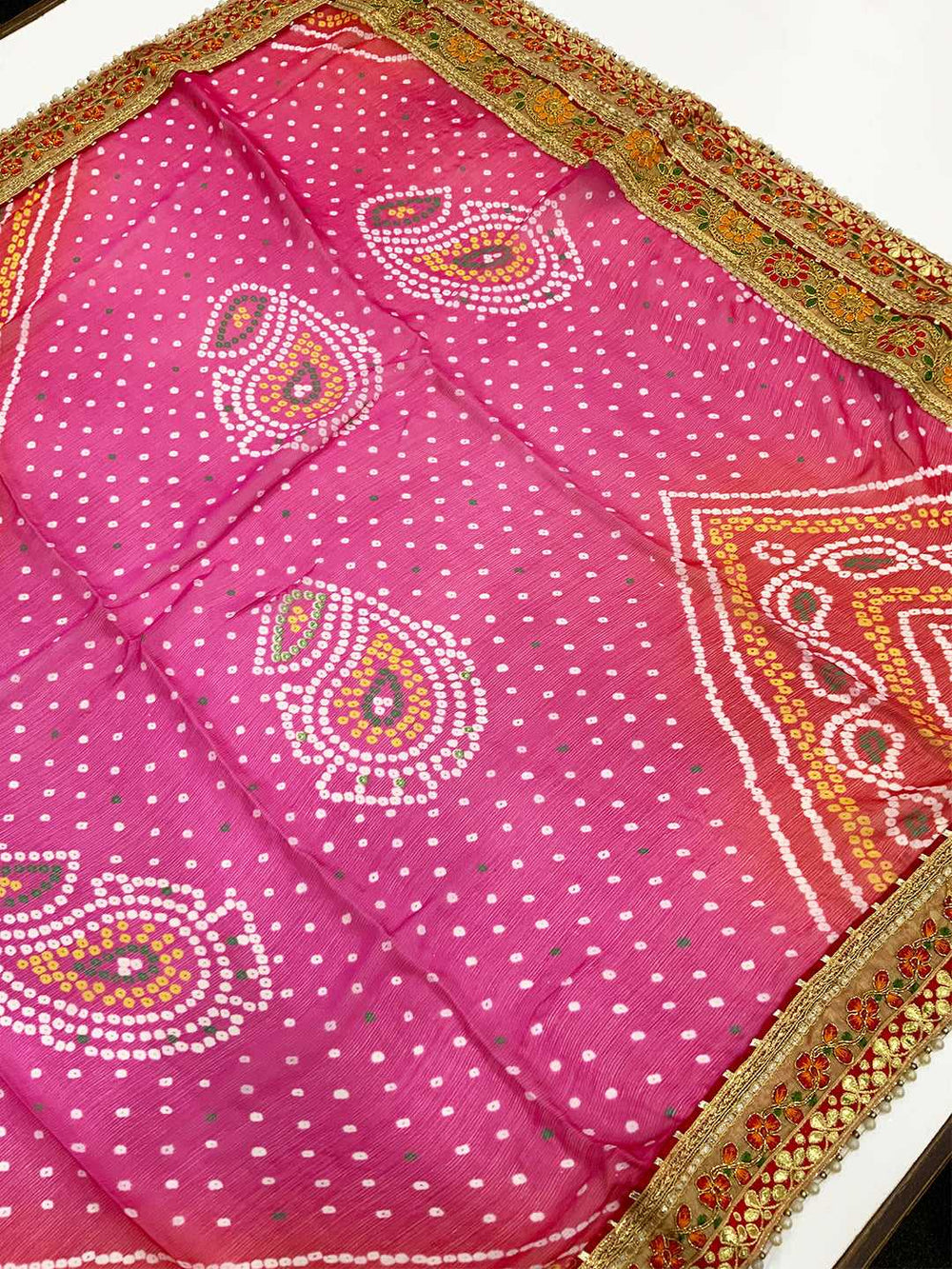 Regal Chinnon Bandhani Print Saree