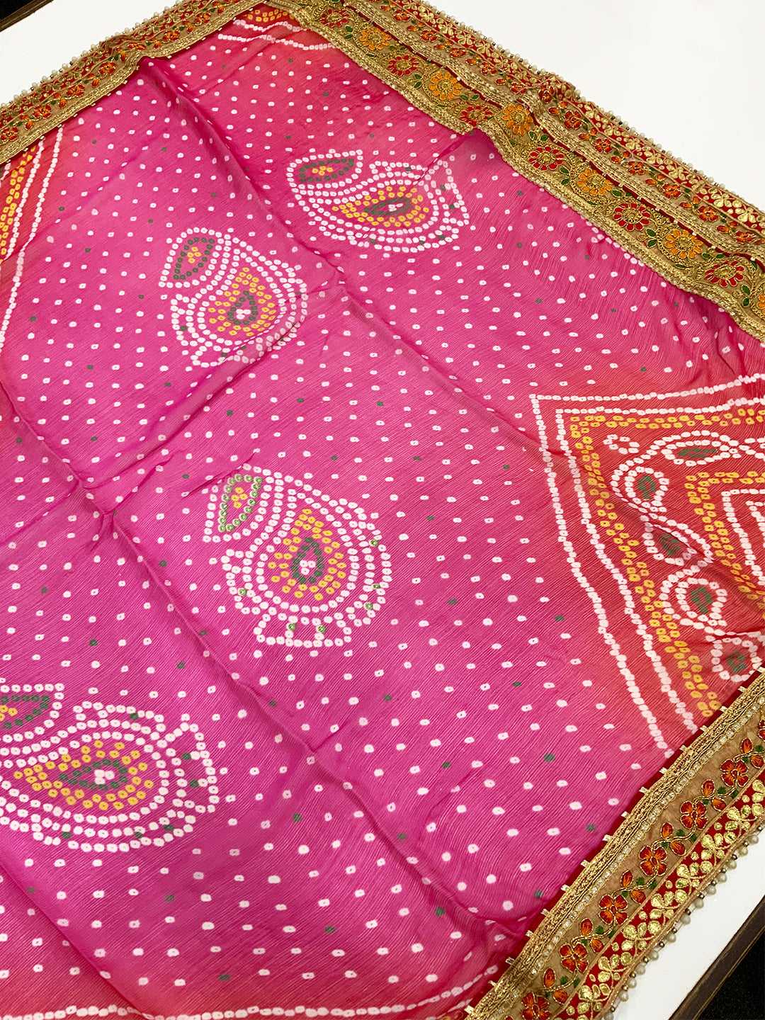 Regal Chinnon Bandhani Print Saree
