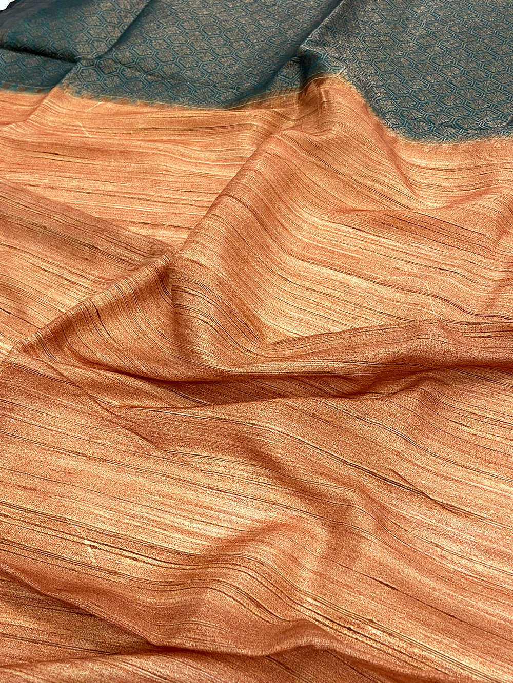 Copper Brown Tussar Ghicha Print Saree