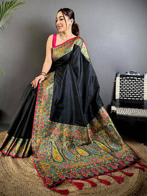 Opulent Minakari Pashmina Soft Silk Saree


