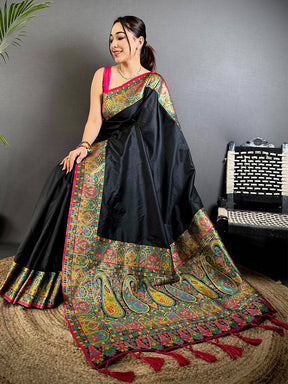 Opulent Minakari Pashmina Soft Silk Saree


