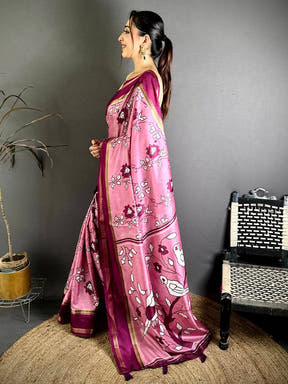 Stylish Floral Print Soft Dola Saree