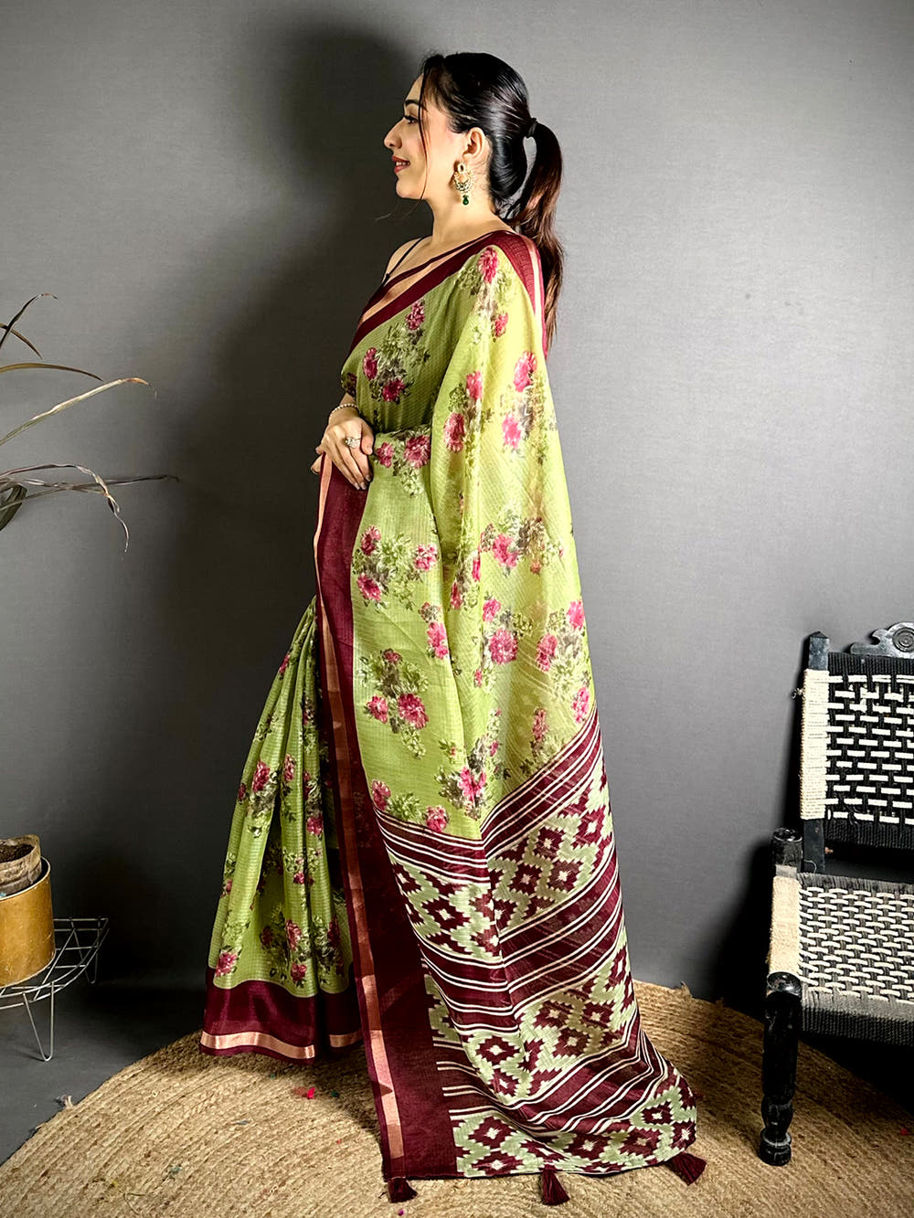 Heritage Kota Doriya Printed Floral Saree