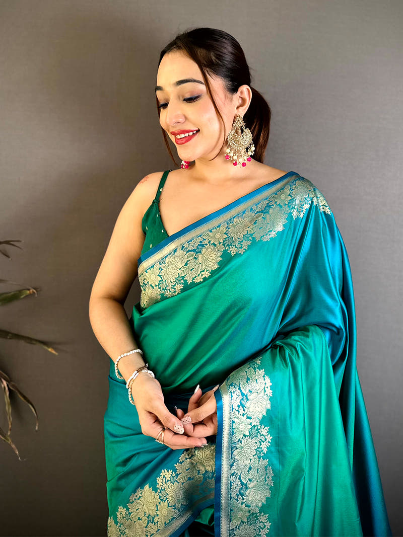 Stylish Ombre Weaving Mashru Silk Saree
