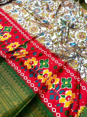 Pastel Blue Floral Banarasi Silk Saree