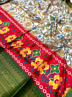 Pastel Blue Floral Banarasi Silk Saree