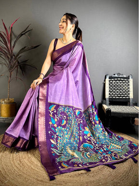 Purple Kalamkari Pallu Dola Saree


