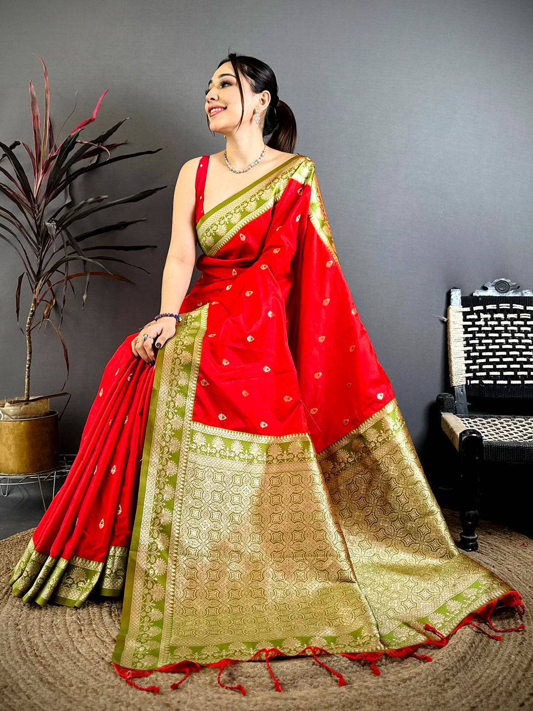 Heritage Red Soft Silk Gadwal Saree