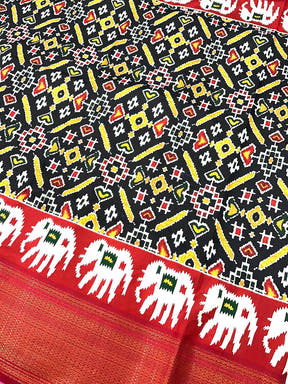 Black Chanderi Silk Patola Radiance Saree