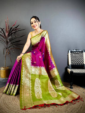 Regal Magenta Soft Silk Gadwal Saree