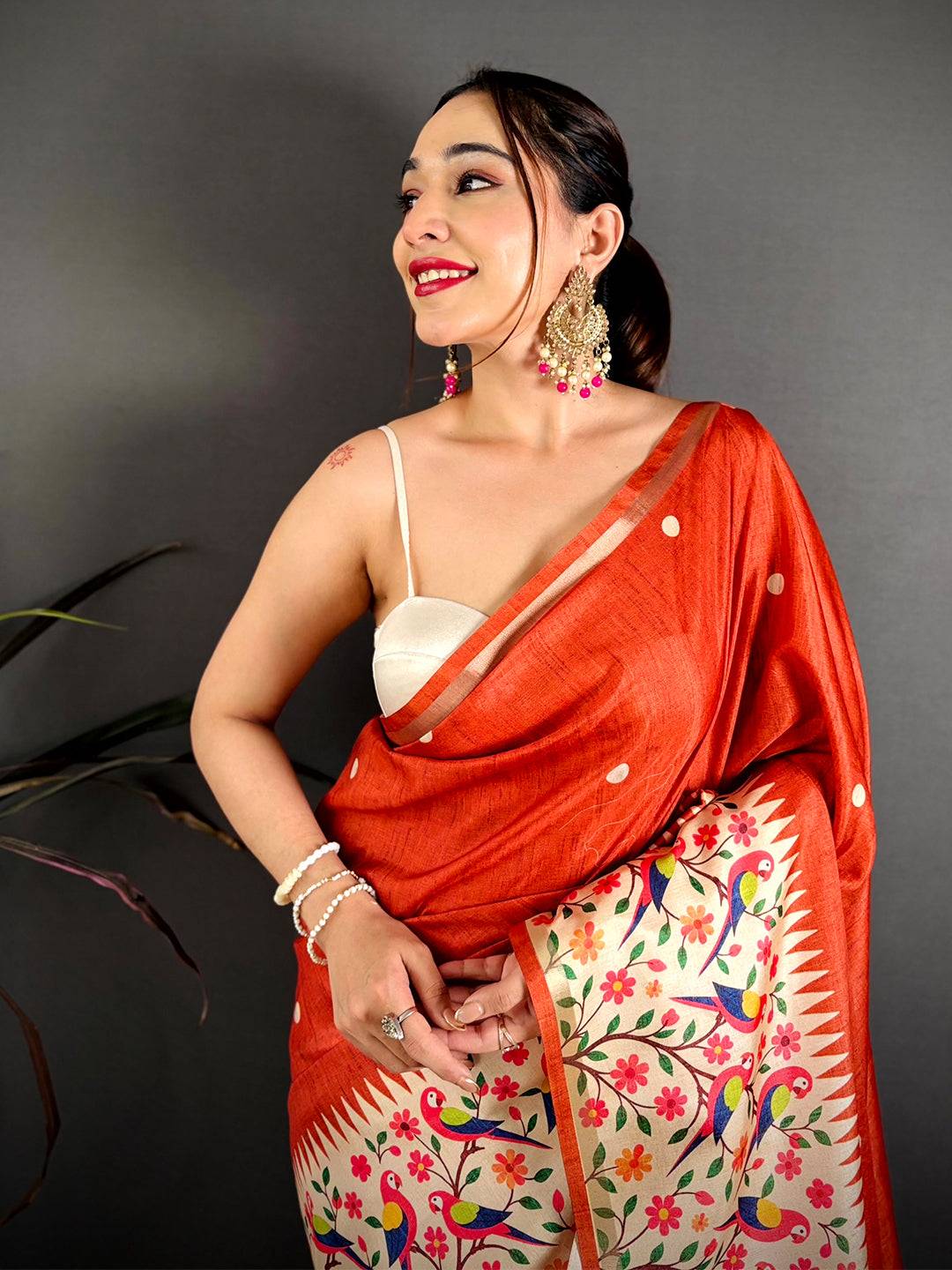 Exclusive Soft Tussar Paithani Border Saree