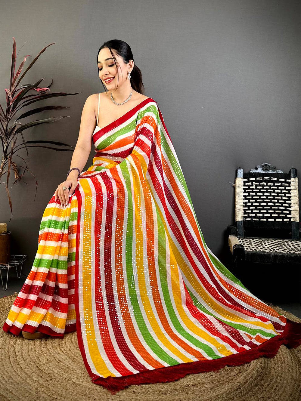 Radiant Glitter Sequin Soft Georgette Saree