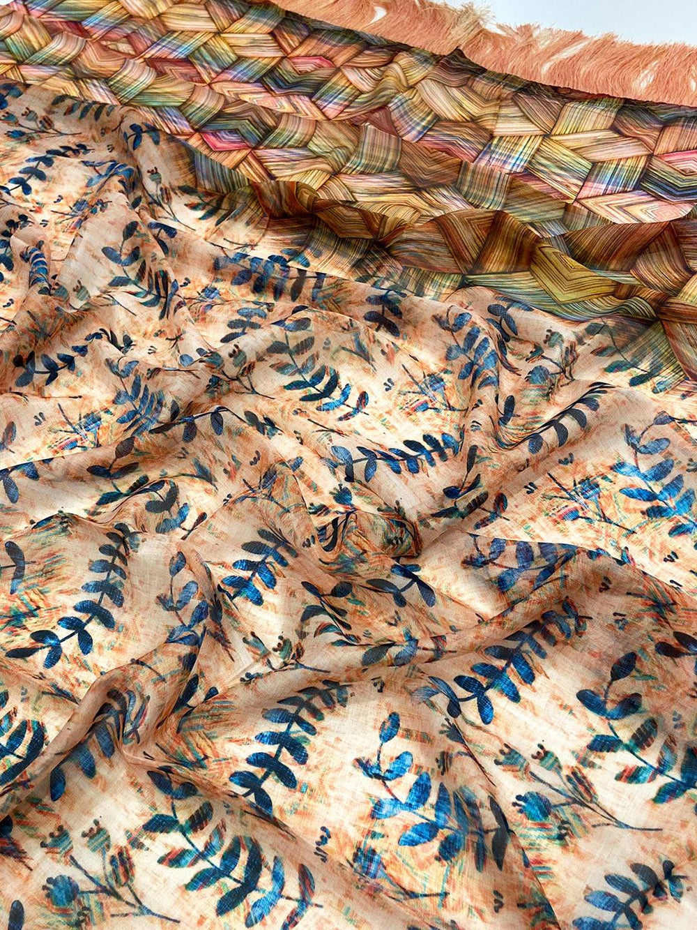 Elegant Peach Tebi Silk Saree