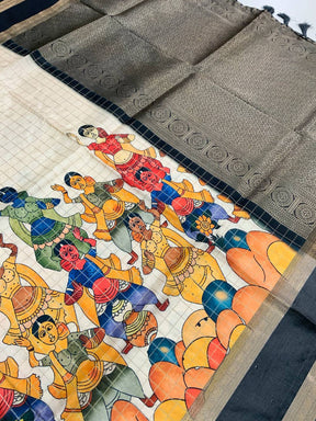 Heritage Kalamkari Satin Bentex Gadwal Saree