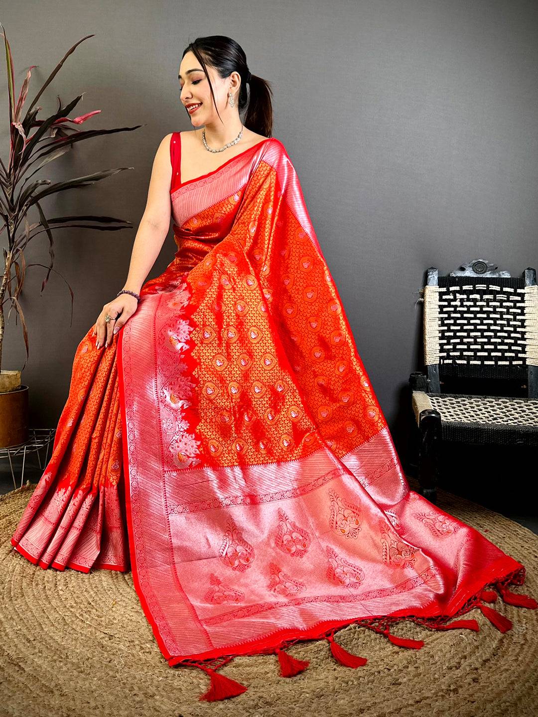 Heritage Red Gold Zari Kanjivaram Saree