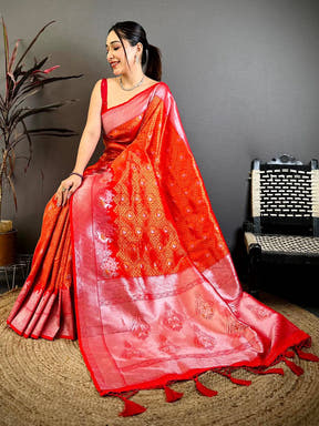 Heritage Red Gold Zari Kanjivaram Saree