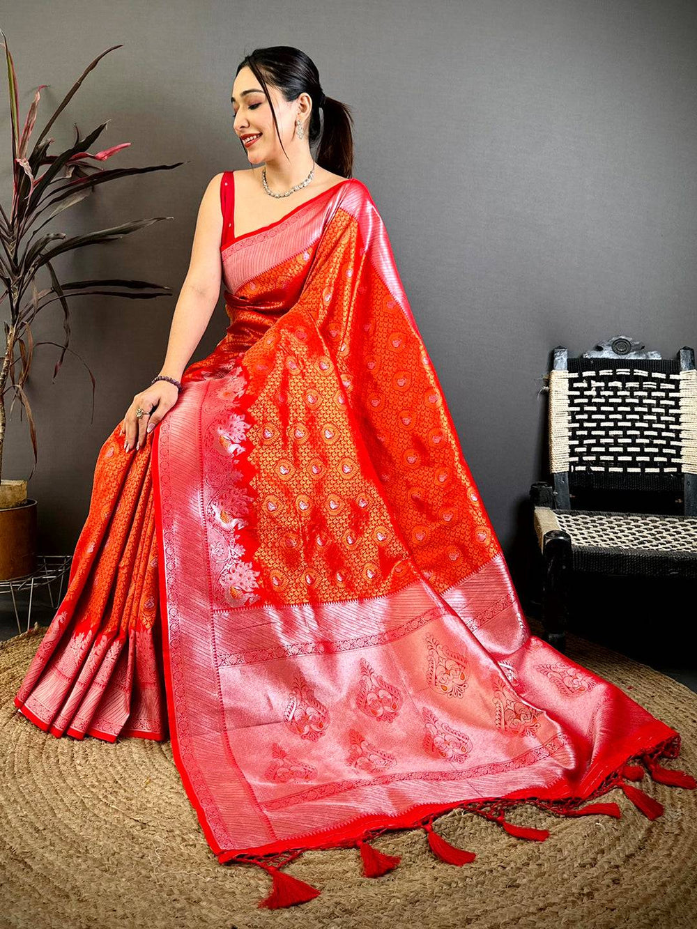 Heritage Red Gold Zari Kanjivaram Saree
