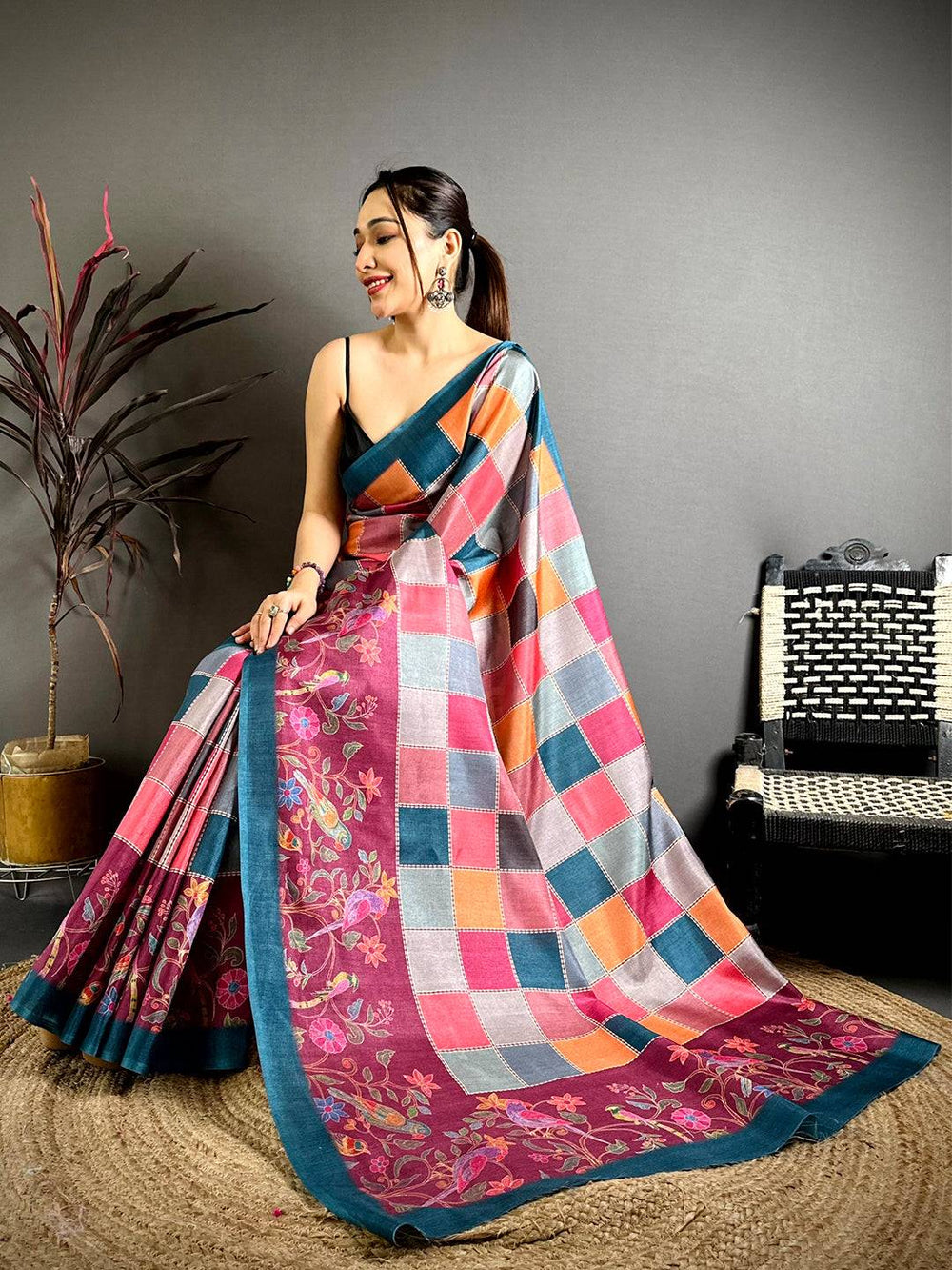 Classic Block Print Manipuri Saree