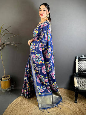 Radiant Gold Lakda Patta Kalamkari Saree