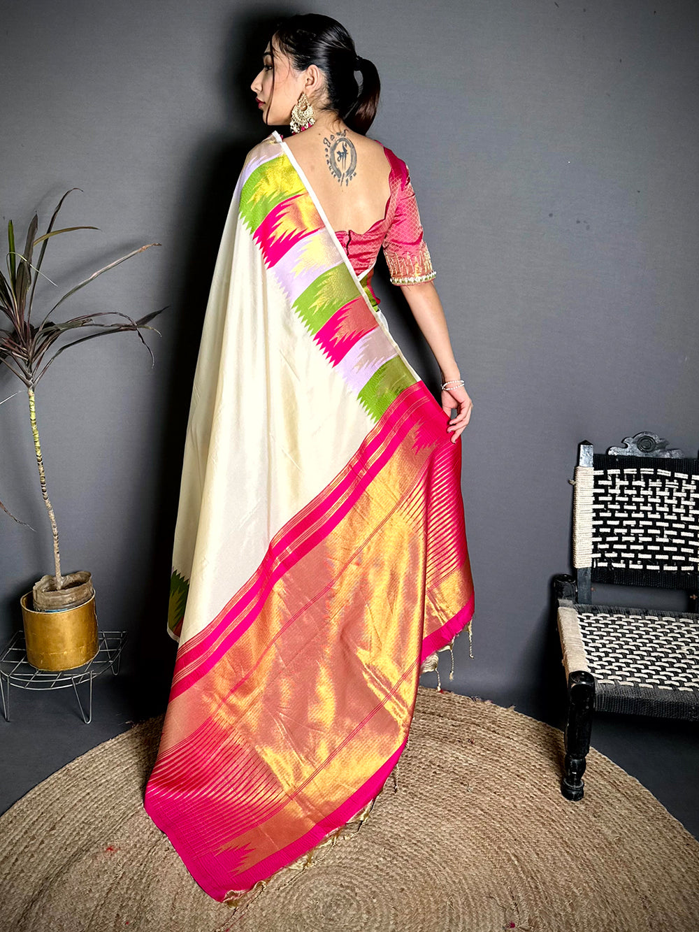 Classic Kanchi Rudraksha Zari Butta Saree