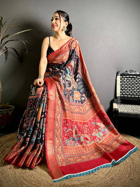 Graceful Pashmina Printed Zari Border Saree