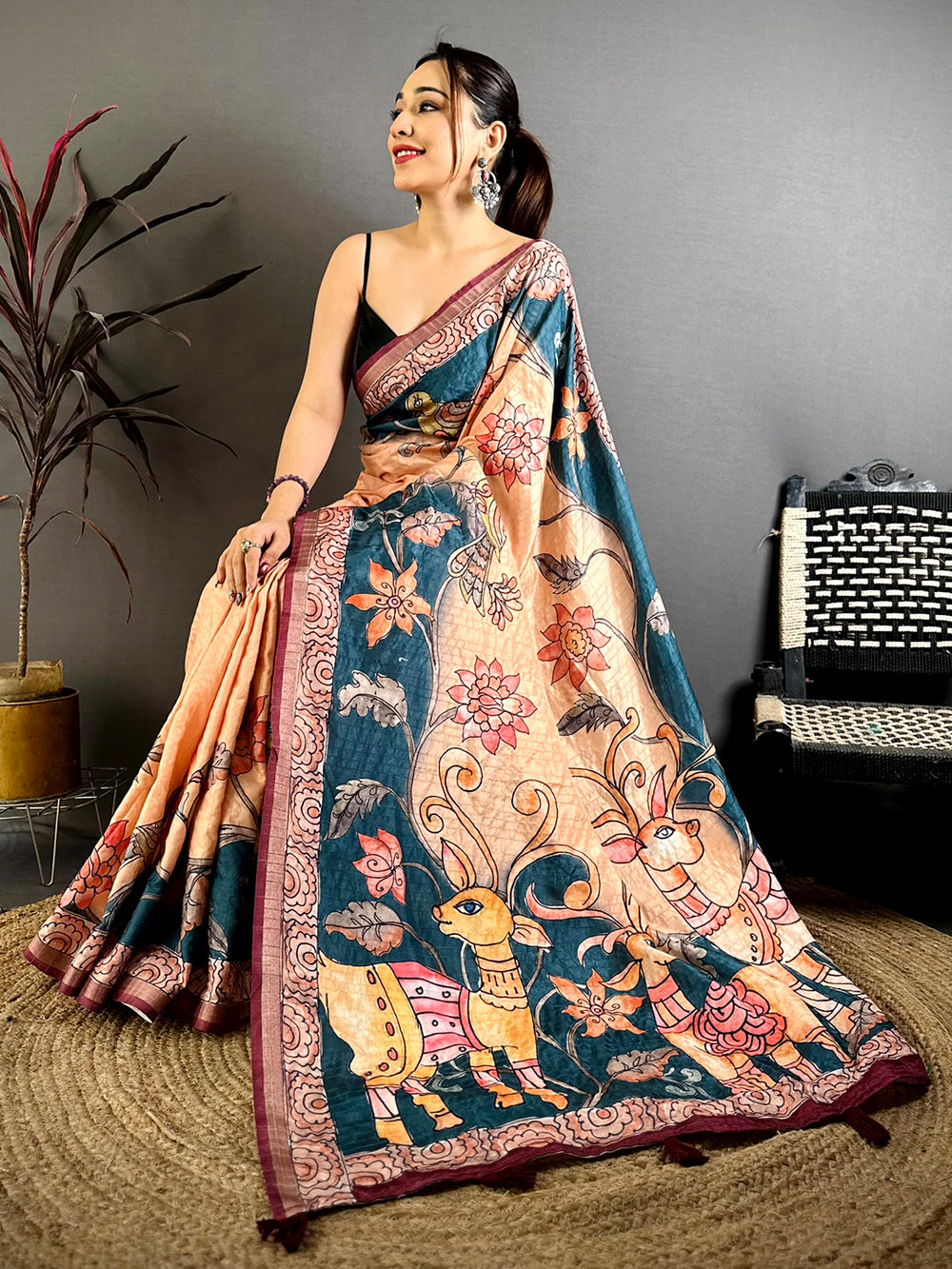 Radiance Tussar Kalamkari Art Saree