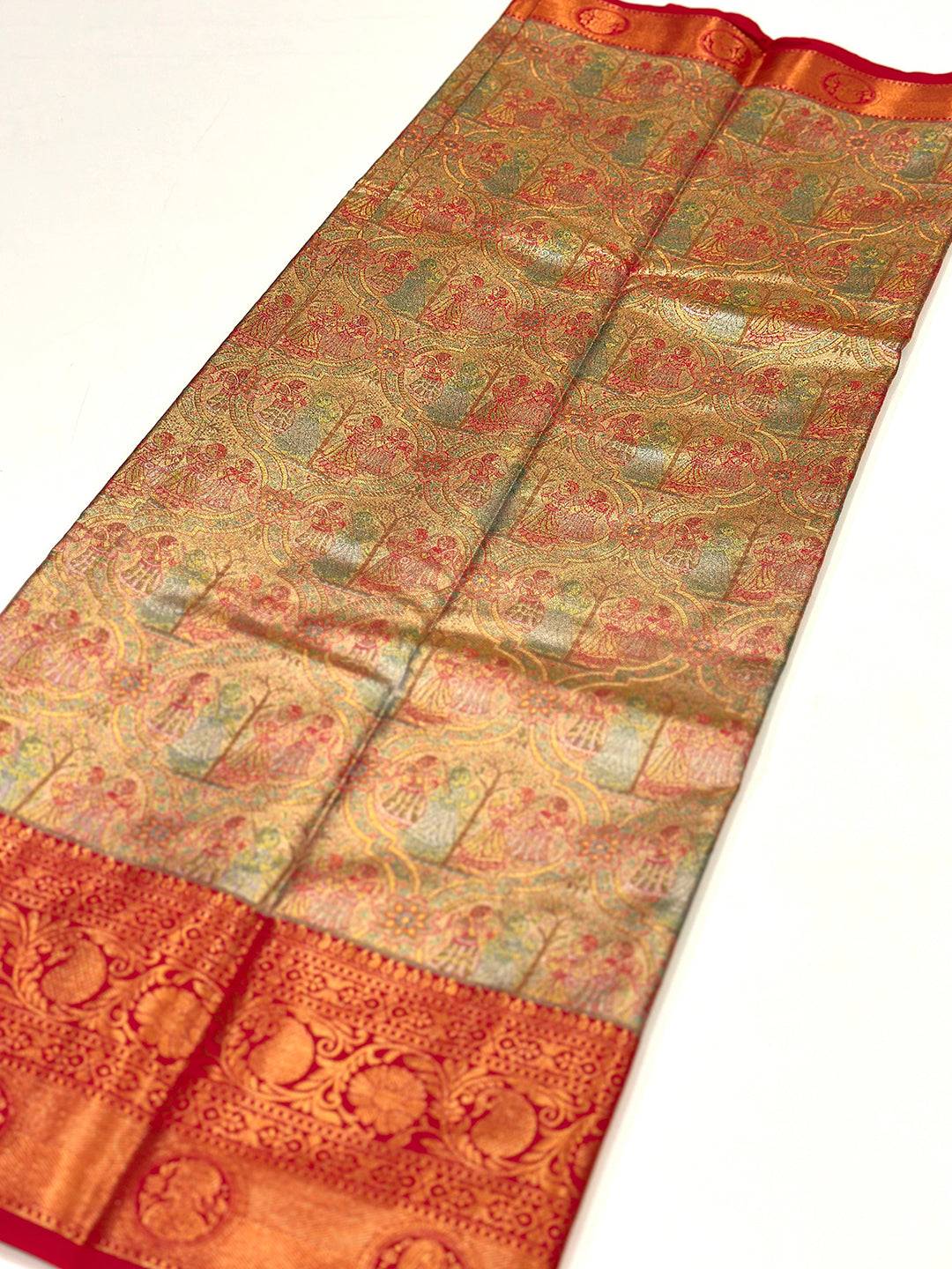Elegant Dharmavaram silk saree showcasing detailed motifs